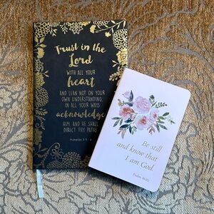 Set of 2 empty journal notebooks with Bible verses